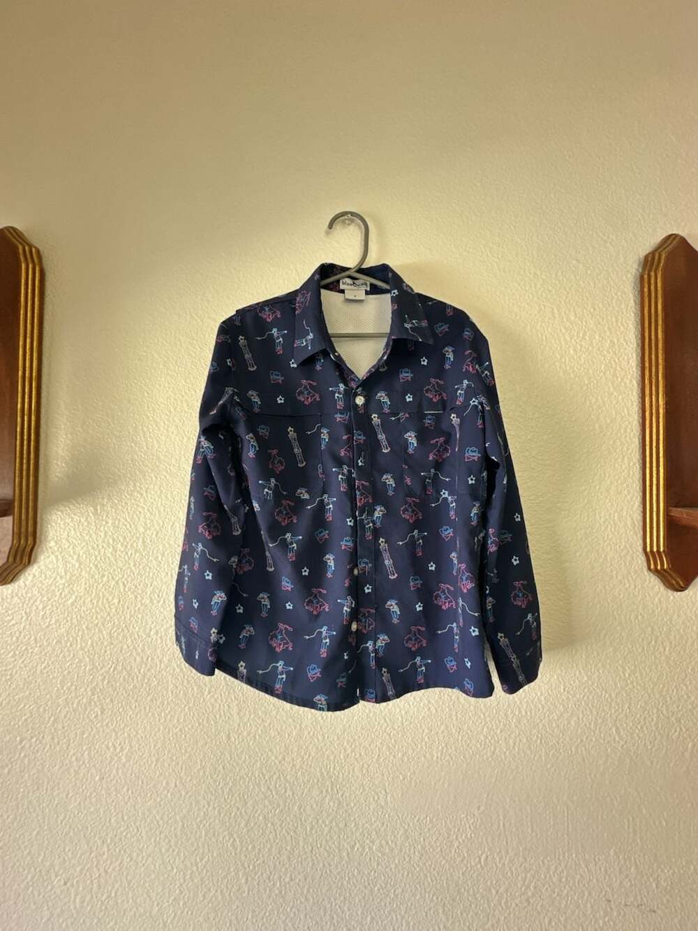 Blue Quail Long Sleeve Shirt Youth Size 5 Neon Rodeo Print UPF 50+